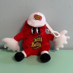 Jelly Belly Red Bean Key Chain Plush Stuffed Character, Kids Backpack Keychain
